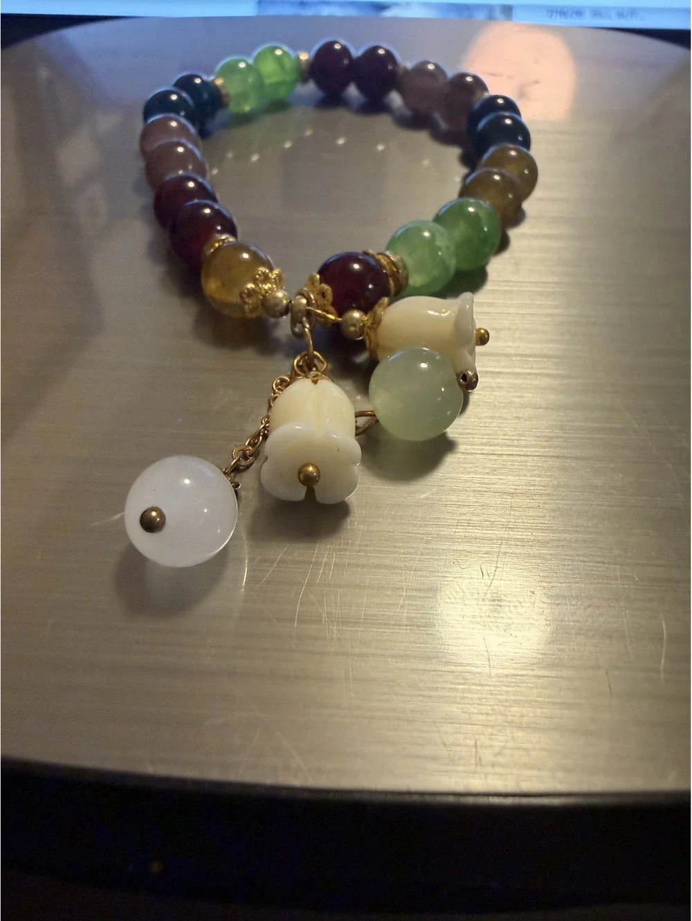 BRACELET Colorful Beaded Charm Bracelet with Floral Accents 7